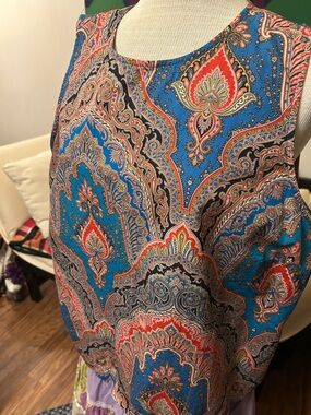 J. Crew Multicolor Paisley Shell with Blue & Coral Accents